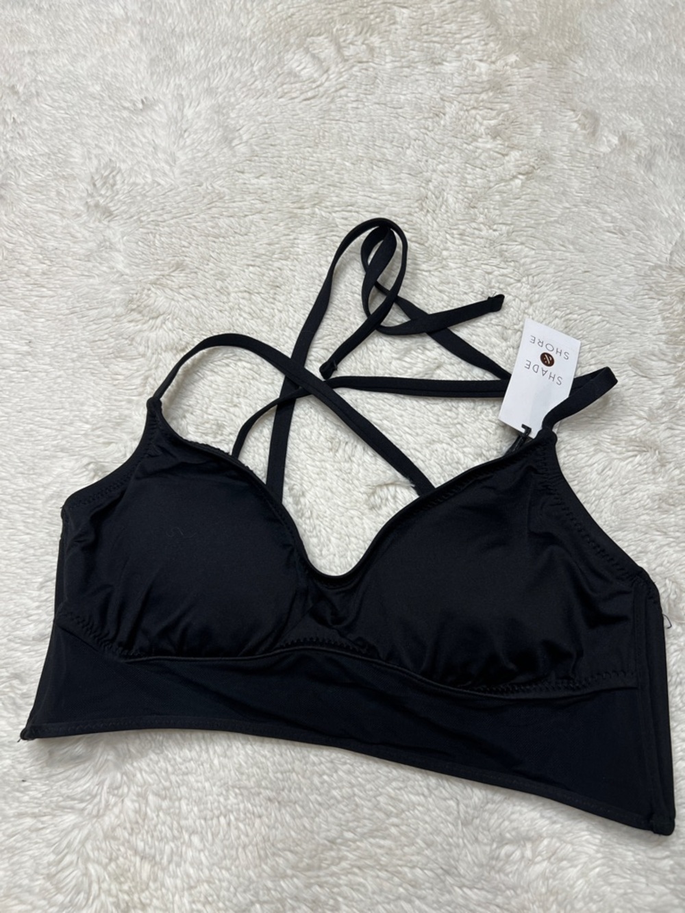 Shade & Shore Black Swim Top Woman’s Size Medium 8-10 NWT